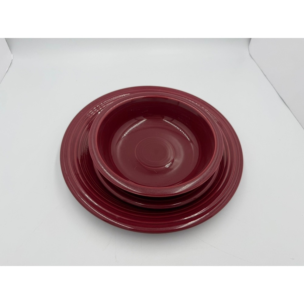 Fiesta Cinnabar Red 3 Piece Place Setting Dinner Plate Salad‎ Plate Bowl HLC USA